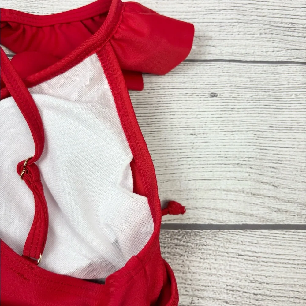 Red Ruffled Bikini Top Small - Picture 7 of 9